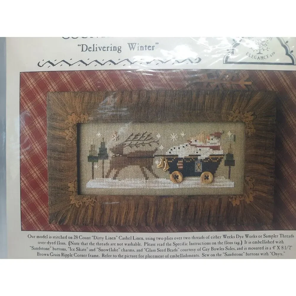 Homespun Elegance Country Spirits Cross Stitch Pattern Delivering Winter